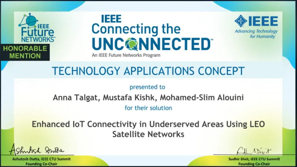 KAUST-CTL researchers receive IEEE Honorable Mention for pioneering IoT connectivity solution